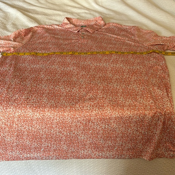 Men’s orange  print golf polo - 2XLT - Picture 5 of 6